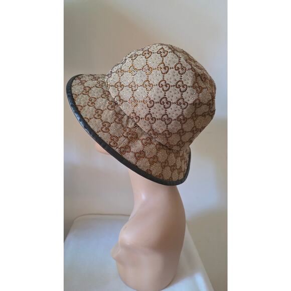 Gucci Beige GG Monogram Studded bucket hat L sz - Picture 4 of 15